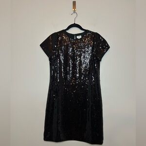 NWT J.Crew Sequin Shift Short Sleeve Mini Dress Black Size 4